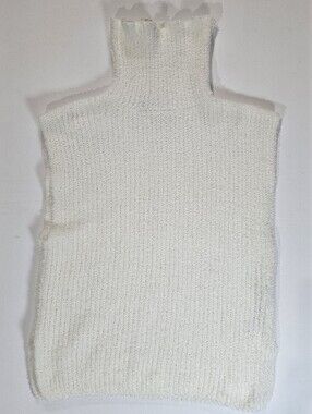 Zara Sleeveless Sweater Womens Small Ivory Turtleneck Rib Knit Minimalist